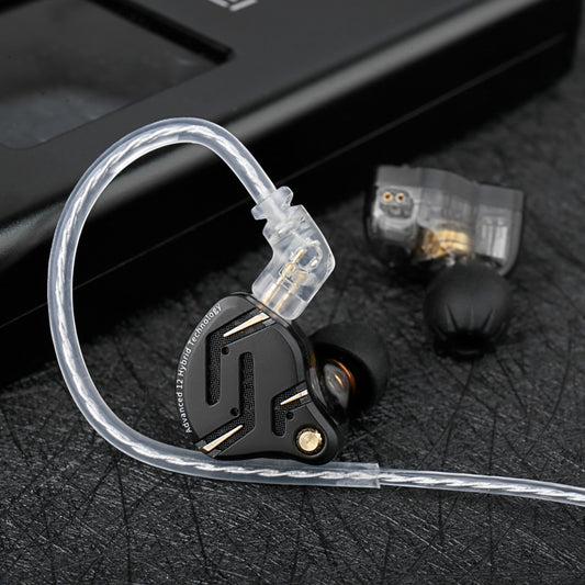 Casti KZ ZS12 PRO 2, Hibride 6 drivere 5BA+1DD, sunet clar HiFi si bas captivant, pentru gaming, muzicieni, cantareti, audiofili, cablu Jack 3.5 Microfon HD, Negru