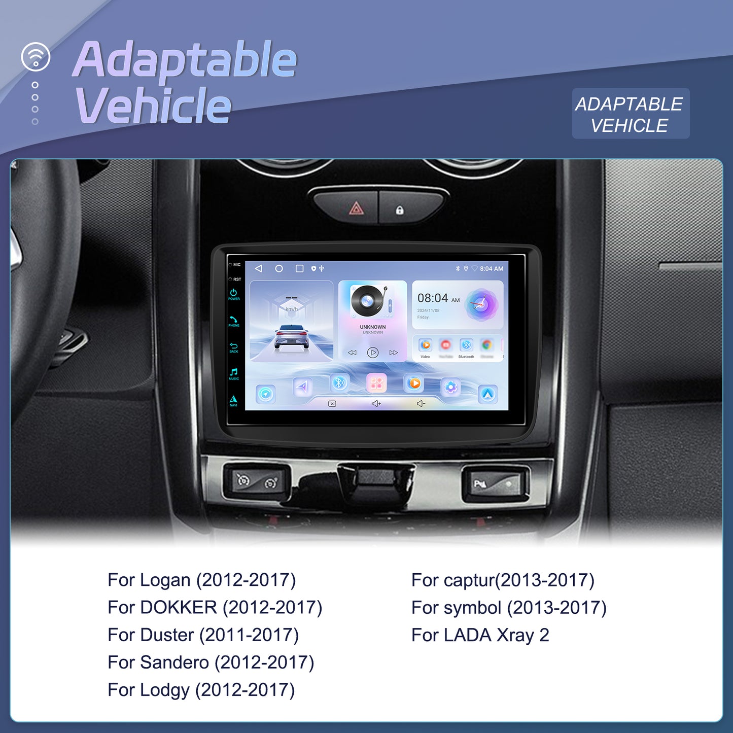 Navigatie Android SonorX A4233, sistem Android 15, Pentru Dacia si Renault, Ecran 7inch IPS, 2GB+64GB, Carplay, Android Auto, Bluetooth, Wi-fi, GPS, Negru