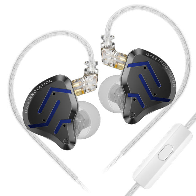 Headphones KZ ZSN Pro 2 Generation, Hybrid 1BA+1DD 10mm, metal, HIFI bass, Sport, Noise cancellation, Microphone, Black