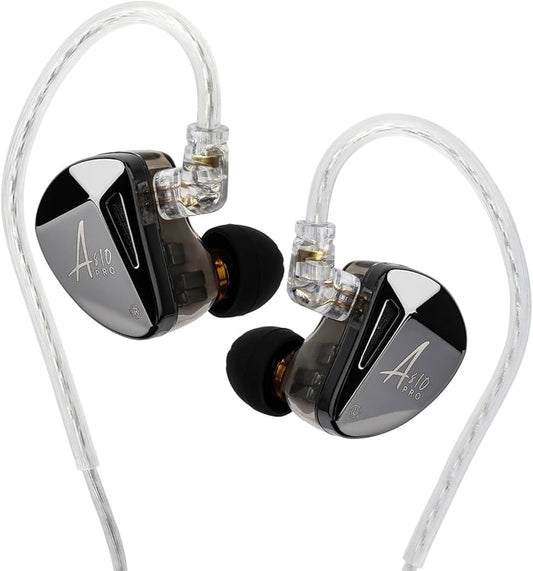 KZ AS10 PRO Earphones, 5BA+5BA, IEM, In-ear Monitor, Stereo, HiFi, Bass, for audiophile musicians, HD Microphone, Black 