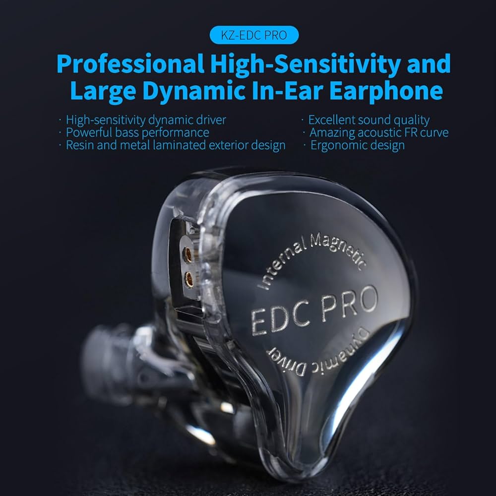 KZ EDC PRO Headphones, magnetic sensitivity, large dynamic driver, wired HD microphone, Silver