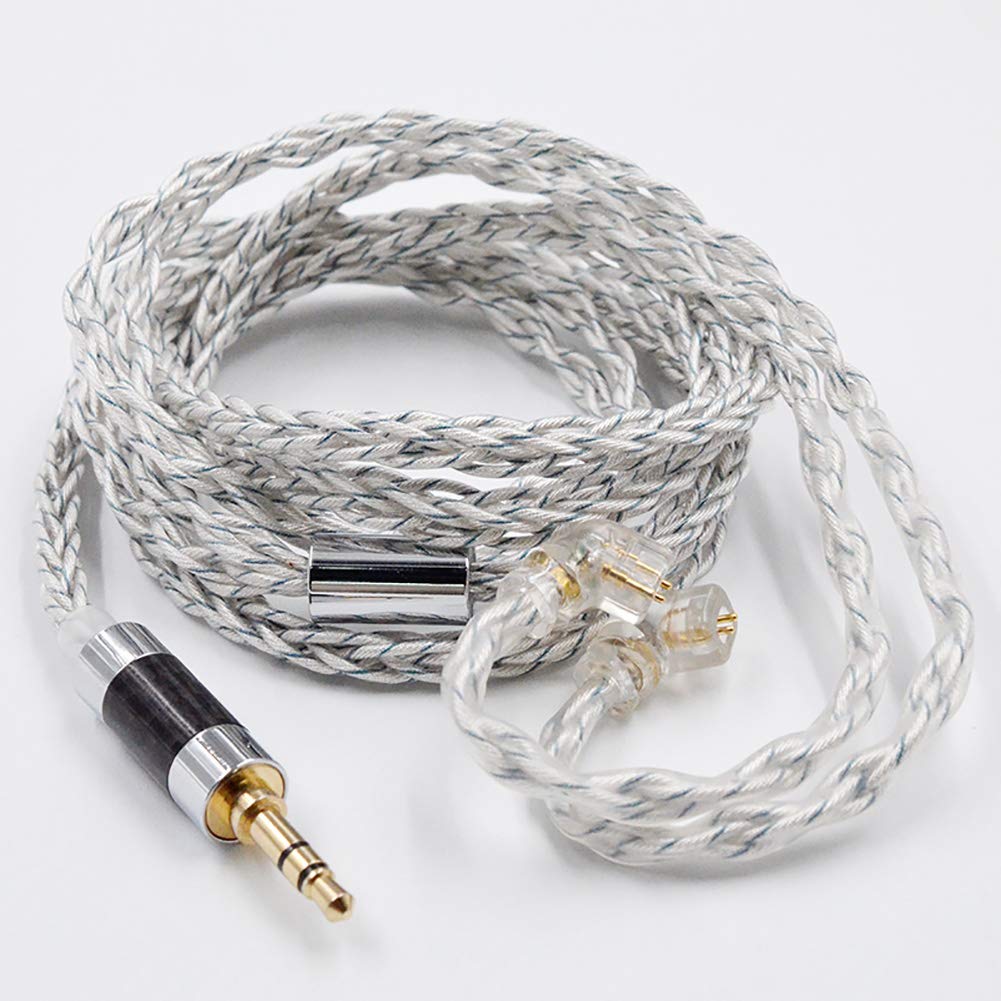 KZ CCA headphone cable, Hybrid 784 plated with gold, silver OFC and copper 8 cores, Silver