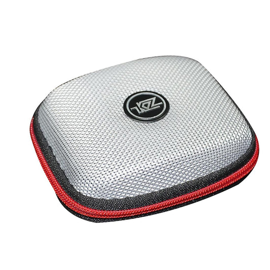 KZ headphone case, made of hard woven canvas with zipper and pocket, Silver