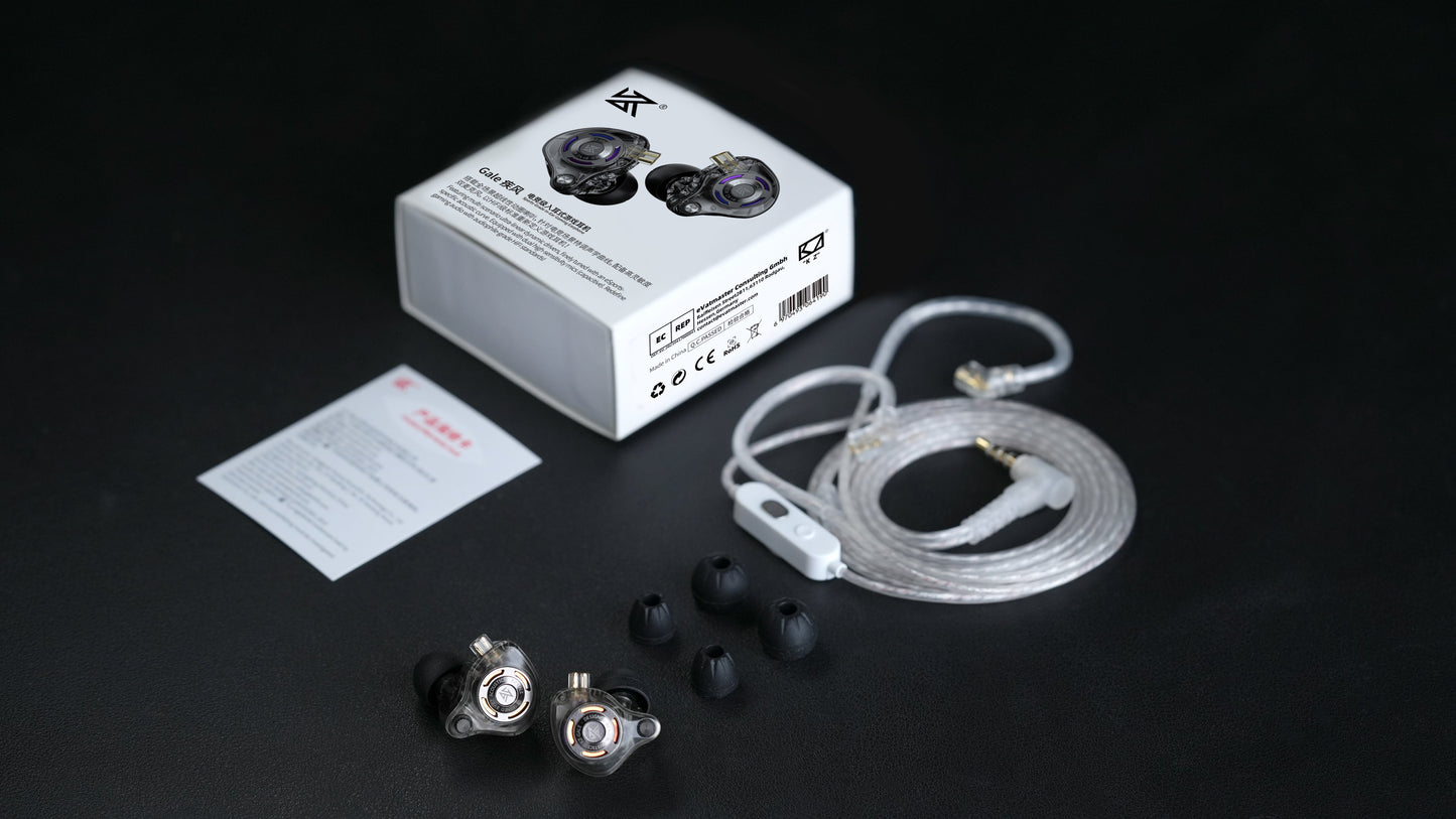 Casti KZ Gale, 1DD, Bass Improved, echipate cu driver dinamic super-liniar pentru Gaming, cablu detasabil, 3 Micforon incorporat, Negru