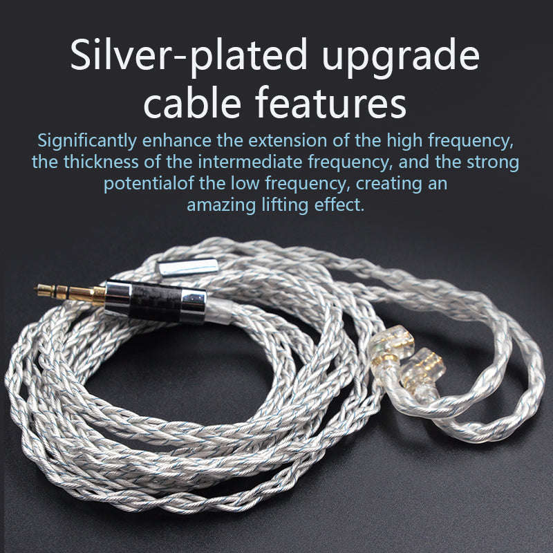 KZ CCA headphone cable, Hybrid 784 plated with gold, silver OFC and copper 8 cores, Silver