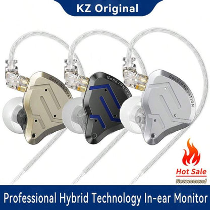 Headphones KZ ZSN Pro 2 Generation, Hybrid 1BA+1DD 10mm, metal, HIFI bass, Sport, Noise cancellation, Microphone, Black
