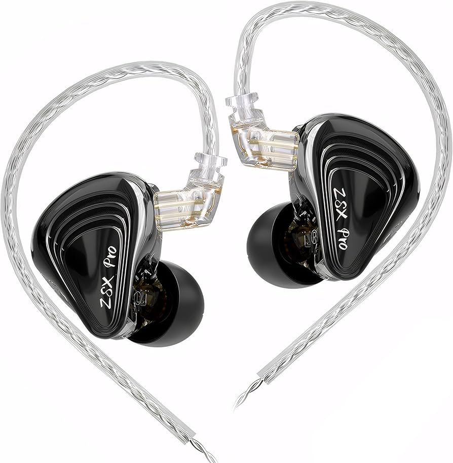 Casti IEM hibride KZ ZSX PRO, 5BA+1DD cu 6 drivere per casca, Hi-Fi, Full Metal, jack placate cu argint de 3.5mm, Microfon HD