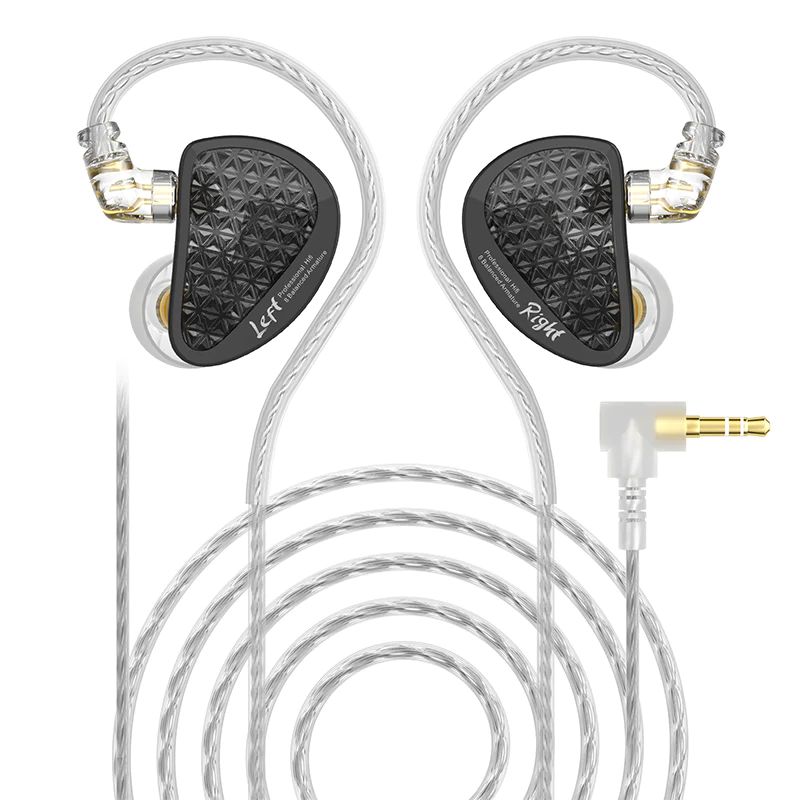 KZ Acoustics AS16 Pro In-Ear-Kopfhörer, 16BA Balanced Armature-Einheiten, HIFI-Stereo, Bass, Geräuschunterdrückung, Schwarz