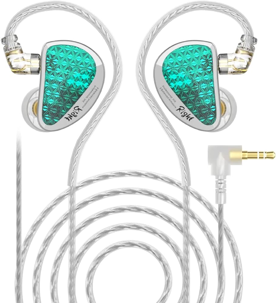 KZ Acoustics AS16 Pro in-ear headphones, 16BA balanced armature units, HIFI stereo, Bass, noise cancellation, Cyan