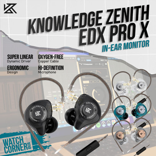 KZ EDX PRO X wired headphones, dynamic 1DD, Superlinear Drive, Noise cancellation, bass, Hifi, HD microphone, Black