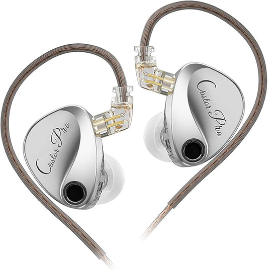 Casti KZ Castor PRO In Ear 2DD, dinamice cu armatura echilibrata reglabila pe 4 nivele, HiFi, Monitor, anulare zgomot, Argintiu