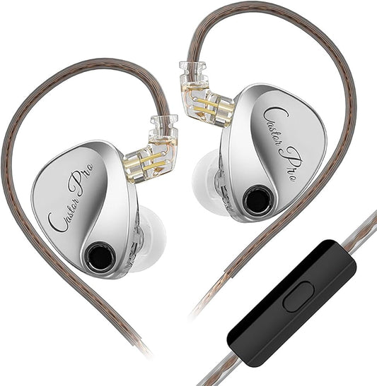 Casti KZ Castor PRO In Ear 2DD, dinamice cu armatura echilibrata reglabila pe 4 nivele, HiFi, Monitor, anulare zgomot, Argintiu