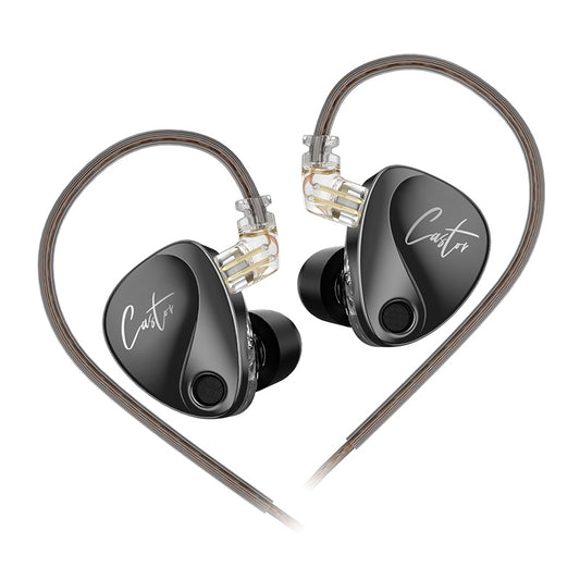 KZ Castor In Ear 2DD Headphones, dynamic with adjustable balanced armature, HiFi, Monitor, noise canceling, sponge, Microphone,, Black