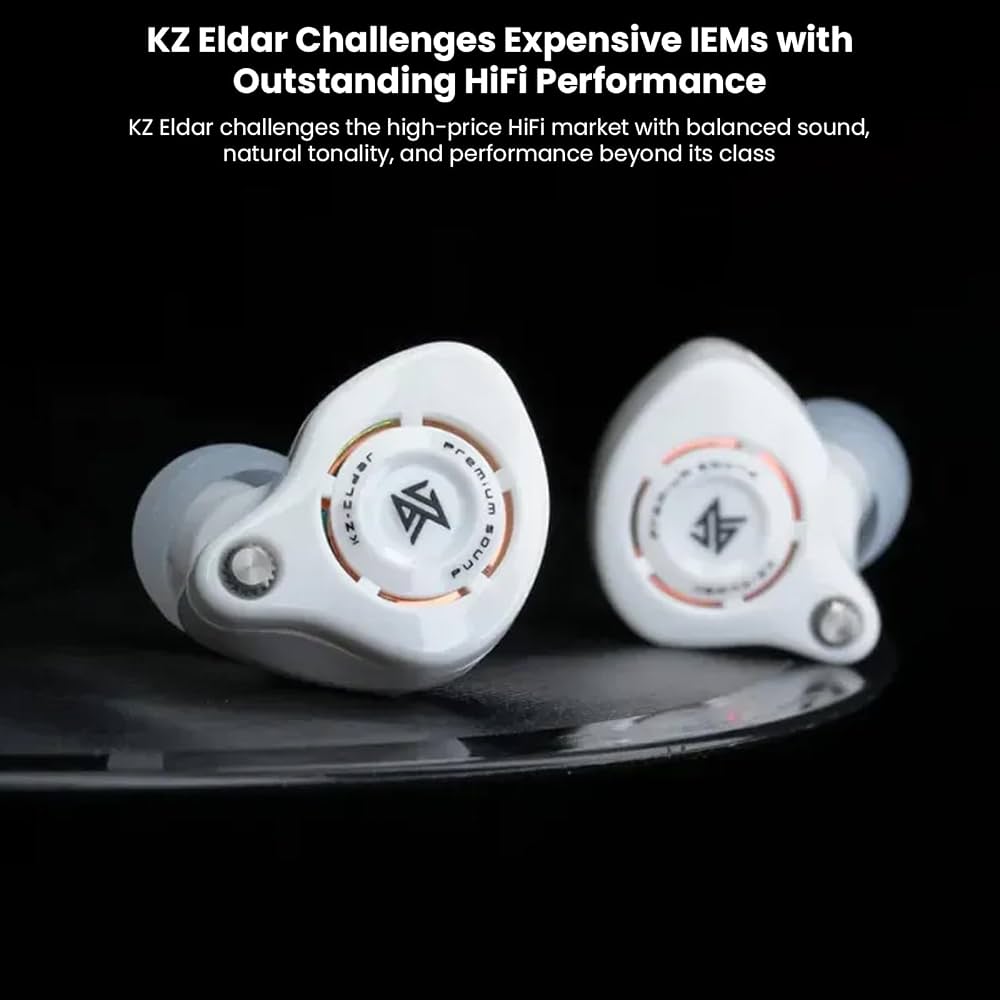 Casti KZ Eldar , Monitor intraauricular , HiFi cu un singur driver dinamic 10MM, cablu detasabil cu Microfon HD, Alb