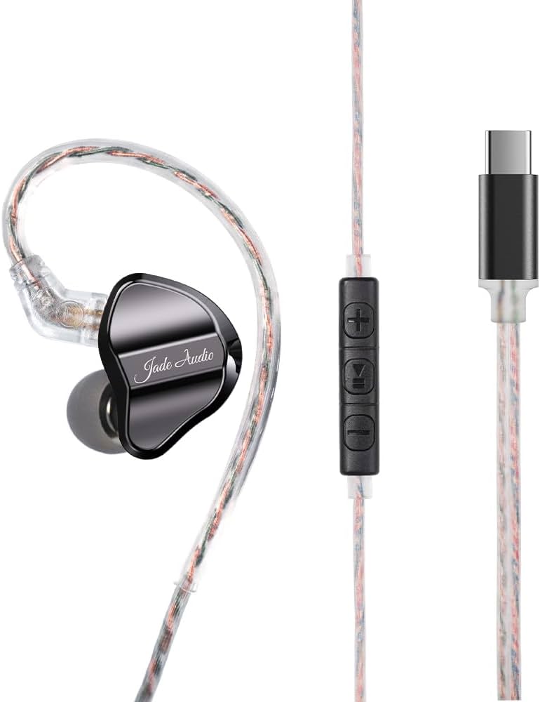 Casti FiiO JadeAudio JD1, Driver Dinamic de 10MM LCP, Hi-Fi Res, cablu USB-C Dac incorporat cu microfon HD, Negru