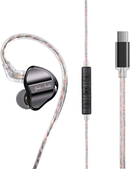 Casti FiiO JadeAudio JD1, Driver Dinamic de 10MM LCP, Hi-Fi Res, cablu USB-C Dac incorporat cu microfon HD, Negru