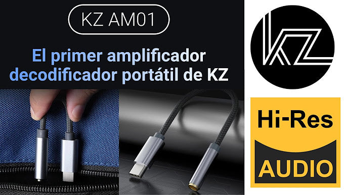 Adaptor audio KZ AM01 tip C la jack 3,5 mm , 32 biti/384 kHz Hi-Fi DAC ,Amplificator IC Cablu audio pentru casti cu cip dublu Universal