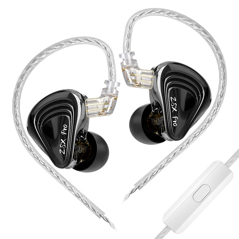 Casti IEM hibride KZ ZSX PRO, 5BA+1DD cu 6 drivere per casca, Hi-Fi, Full Metal, jack placate cu argint de 3.5mm, Microfon HD