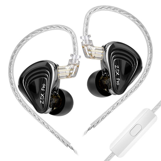 Casti IEM hibride KZ ZSX PRO, 5BA+1DD cu 6 drivere per casca, Hi-Fi, Full Metal, jack placate cu argint de 3.5mm, Microfon HD