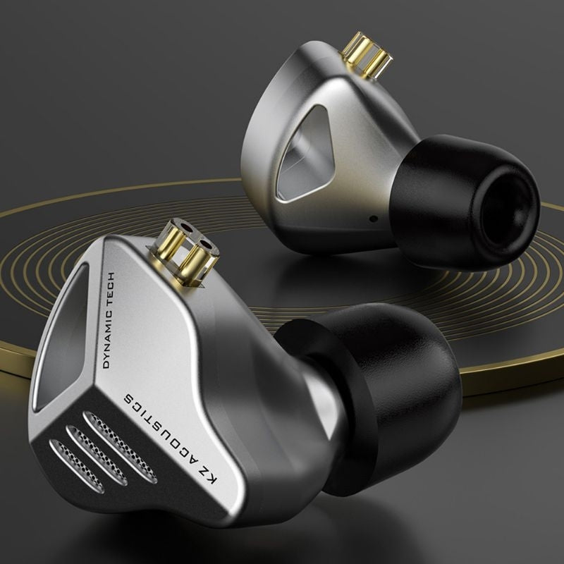 KZ ZVX 10 mm Doppelhohlraum-Vollmetall-Super-Linear-Dynamik-1DD-HIFI-ExtraBass-Sport-Ohrhörermikrofon mit Geräuschunterdrückung und Memory-Schaum, Silber