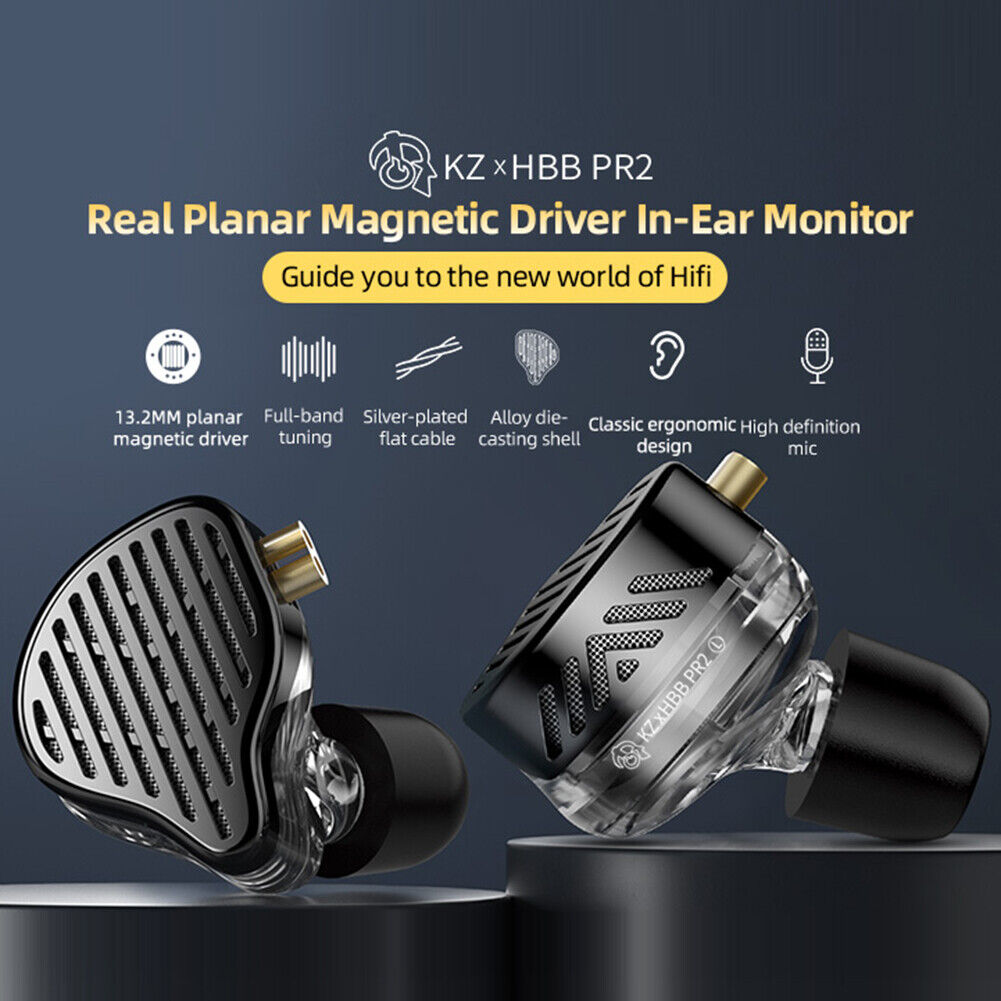 Casti KZ X HBB PR2 Planar, HIFI Anularea zgomotului, driver 13.2mm Magnetic, Monitor in ureche, HiFi, Bass, Microfon HD, Dop Spuma Inlcus, Negru