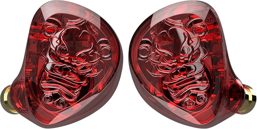 -TANGZU Wan er S.G II Red Lion, Monitor, Gaming IEM, HiFi, Bass version de 10mm Dinamic Driver, Cablu Premium detasabil, Microfon HD Gaming, Rosu