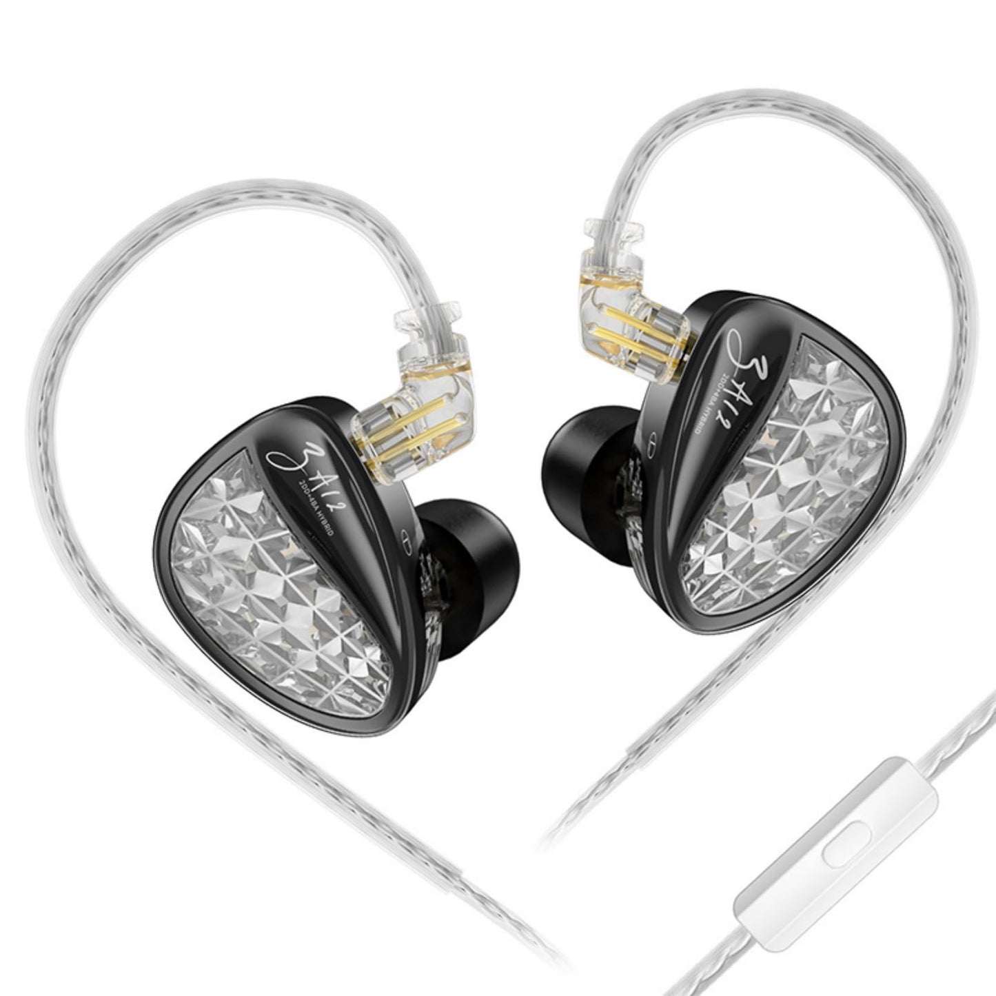 Casti KZ Acoustics ZA12, drivere hibride 2DD+4BA pentru gaming, monitor, reglabil cu comutator de reglare pe 4 niveluri, HIFI cu 6 drivere pentru audiofili, versiune reglabila, cu microfon, Negru