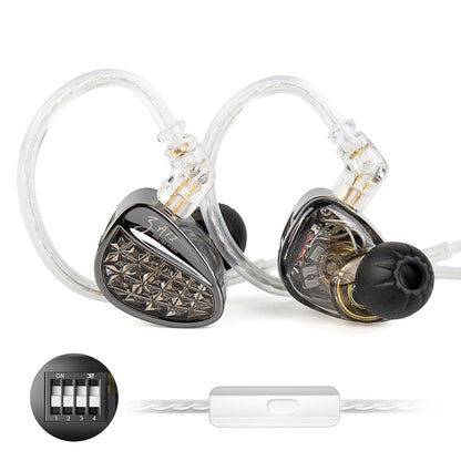 KZ ZA12 Schwarz – Hybrid-IEM 2DD + 4BA mit Mikrofon und Tuning-Schalter