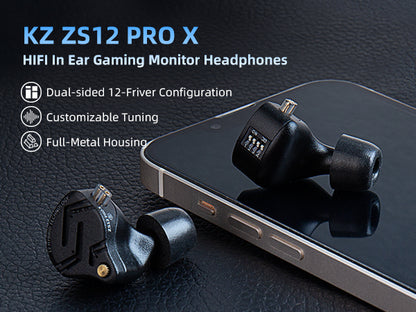 KZ ZS12 Pro X – IEM hibrid 1DD + 5BA cu microfon și reglaj