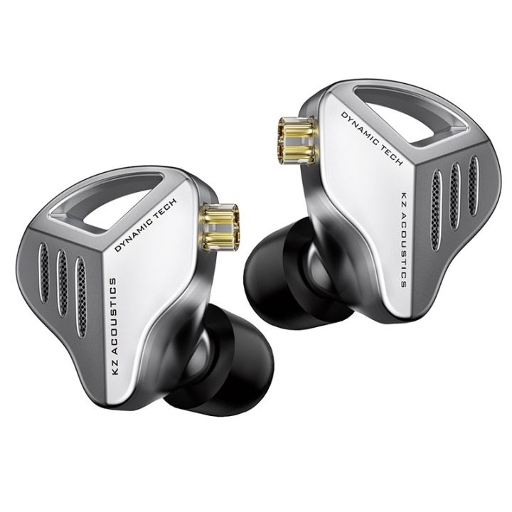 KZ ZVX 10 mm Doppelhohlraum-Vollmetall-Super-Linear-Dynamik-1DD-HIFI-ExtraBass-Sport-Ohrhörermikrofon mit Geräuschunterdrückung und Memory-Schaum, Silber