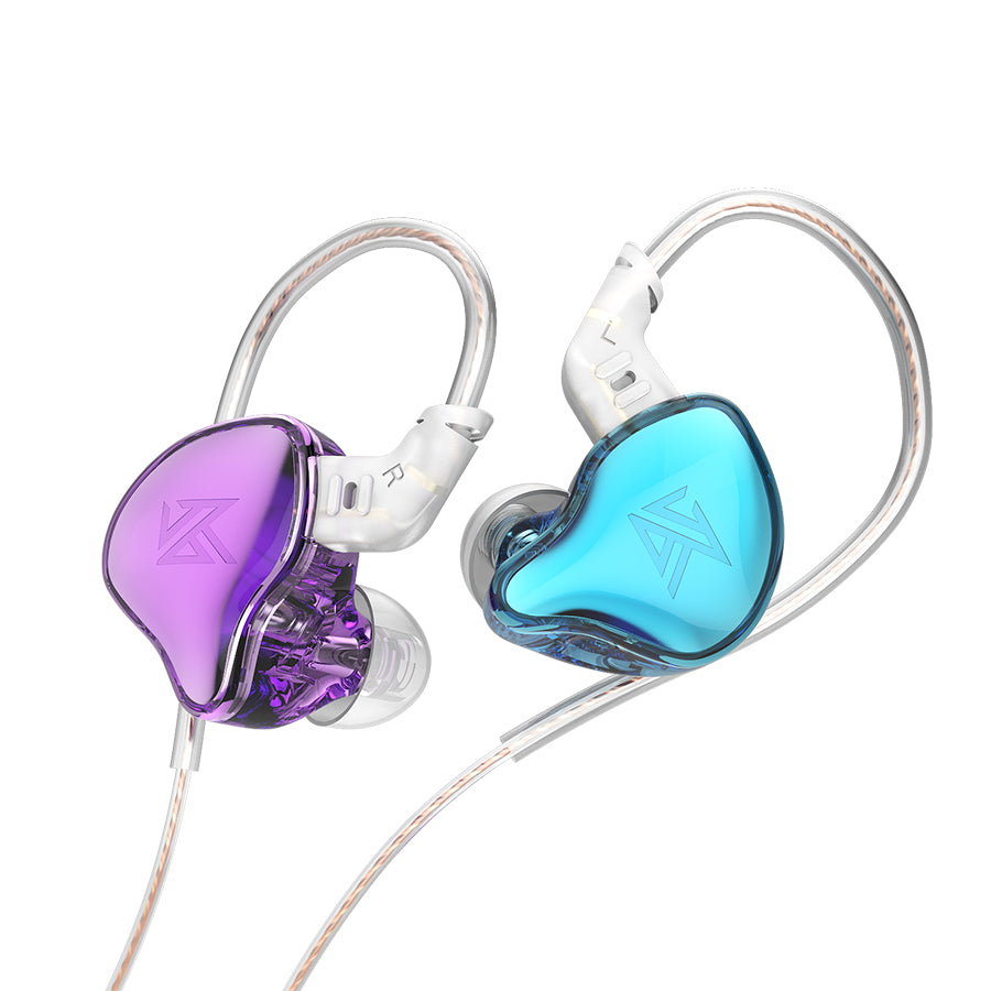 KZ EDC Headphones Dynamic, bass HIFI, with in-ear monitoring, sports with noise cancellation, Microphone, Blue/Violet