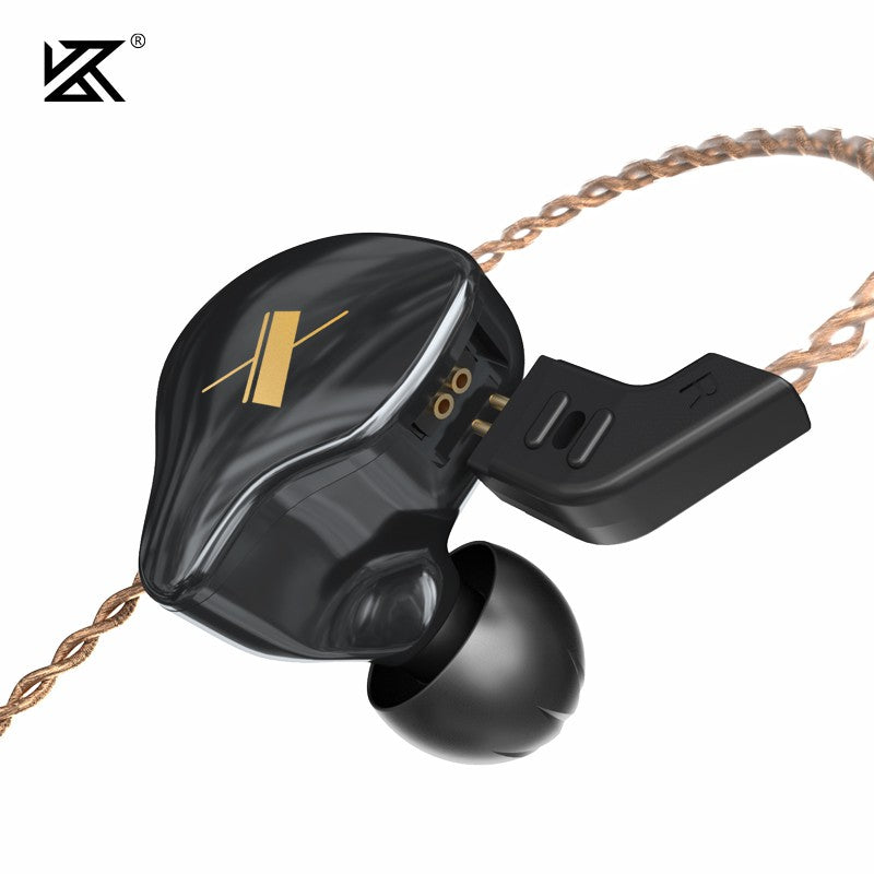 Headphones KZ EDX 1DD jack 3.5 dynamic HIFI Bass Sport Noise Canceling Microphone call Black 