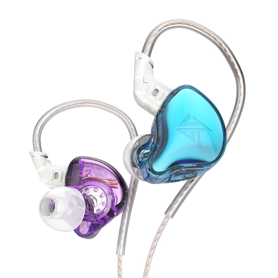 KZ EDC Headphones Dynamic, bass HIFI, with in-ear monitoring, sports with noise cancellation, Microphone, Blue/Violet