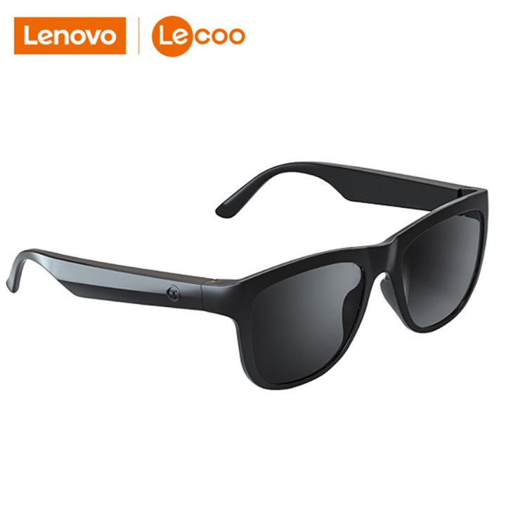 Lenovo Lecoo C8 Smart-Kopfhörer/Sonnenbrille, HIFI Wireless Bluetooth 5.0 EDR, Anruf, HD-Mikrofon, UV400 polarisiert, Schwarz 