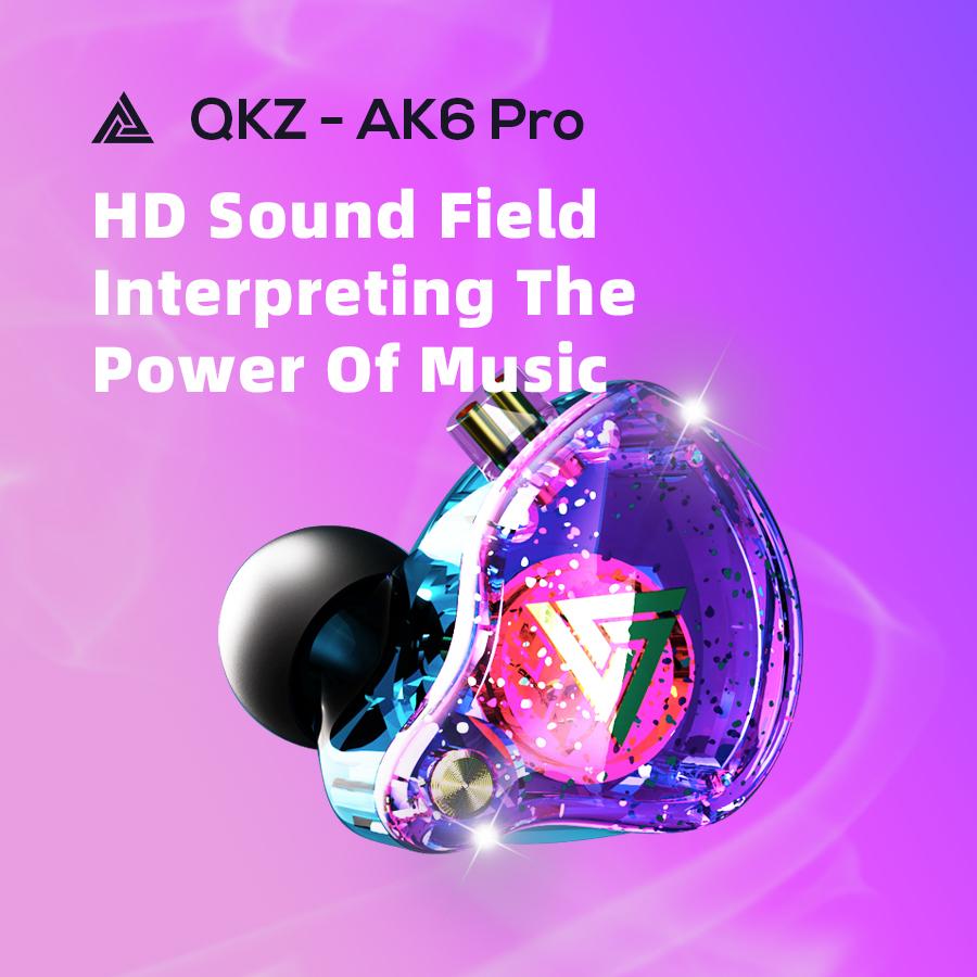 QKZ AK6 Pro 1DD,Bass,HI-RES Audio,Monitor,Sport,Anularea zgomotului,Violet