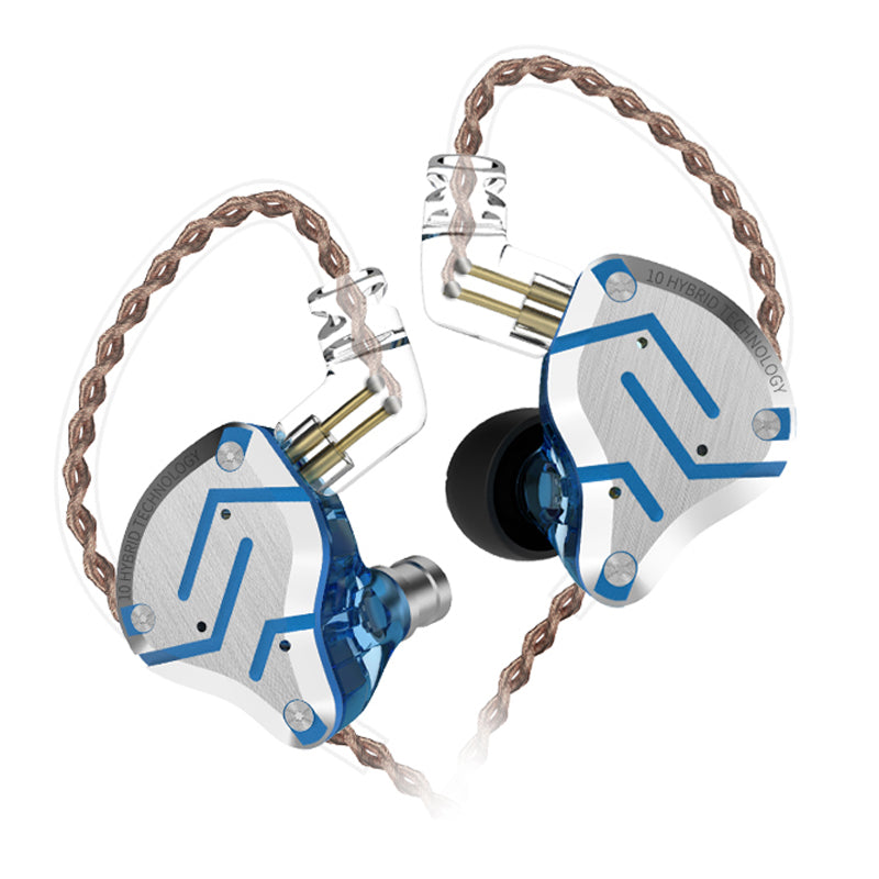 KZ ZS10 Pro Blue headphones, 4BA+1DD Hybrid 10 drivers, HIFI bass, Monitor, metal, with HD microphone noise cancellation