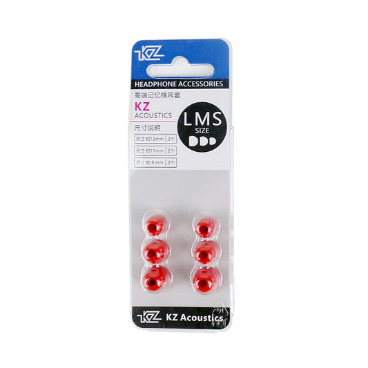 Set of 3 KZ plugs, memory foam sponge, Red 