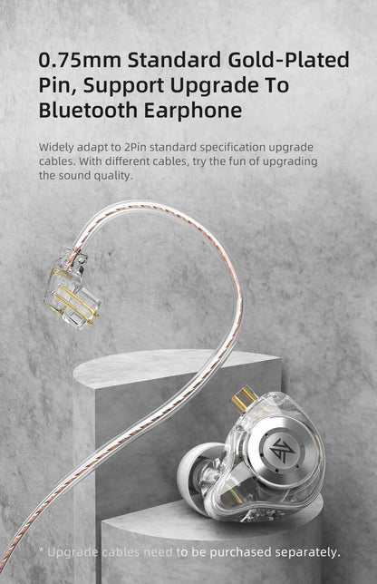 Casti KZ EDX PRO 1DD Dinamice Jack 3.5mm HiFi Bass Anulare a Zgomotului WaterProof IPX4, MIcrofon Cristal Alb