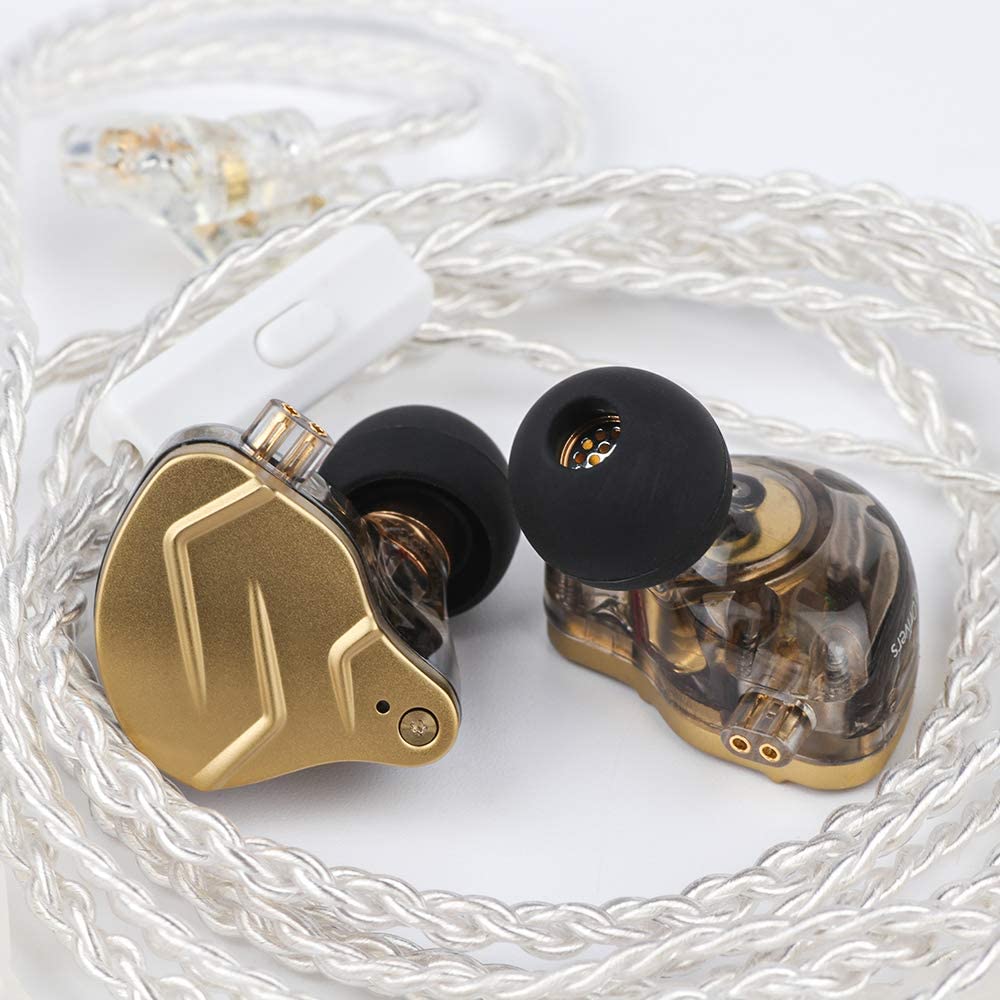 KZ ZSN Pro X Metal Headphones, 1BA+1DD Hybrid Technology, HIFI Bass, Monitor, Sport, with Noise Cancellation, Gold 