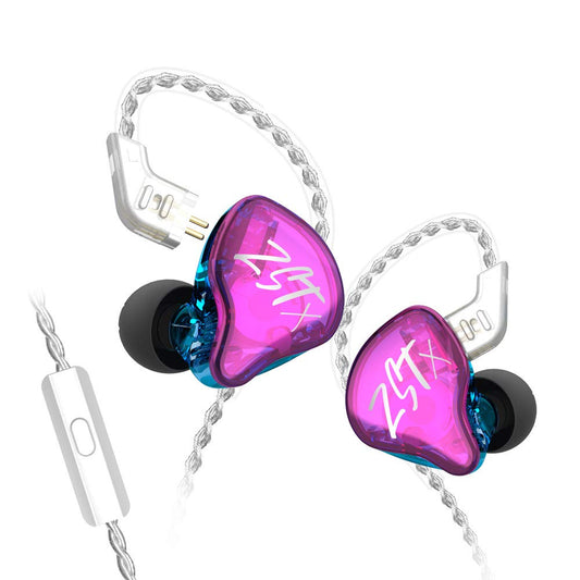 KZ ZST X Kopfhörer, 1BA+1DD, Hybrideinheit, In-Ear, HIFI Bass Sports, Mikrofon, Lila