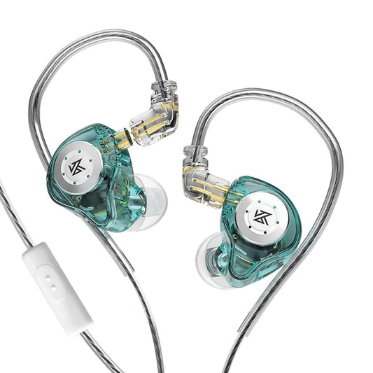 KZ EDX PRO 1DD Headphones Dynamic Jack 3.5mm HiFi Bass Noise Canceling WaterProof IPX4, Microphone, Crystal Cyan 