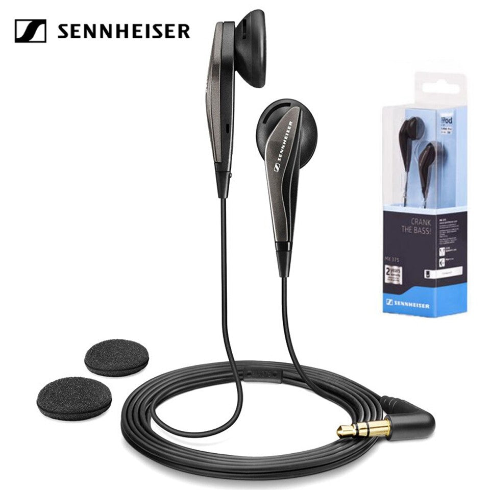 Sennheiser MX375, In-Ear-Kabel, Stereo-Tiefbass, 3,5-mm-Sport-HD, ergonomisches Design, Schwarz 