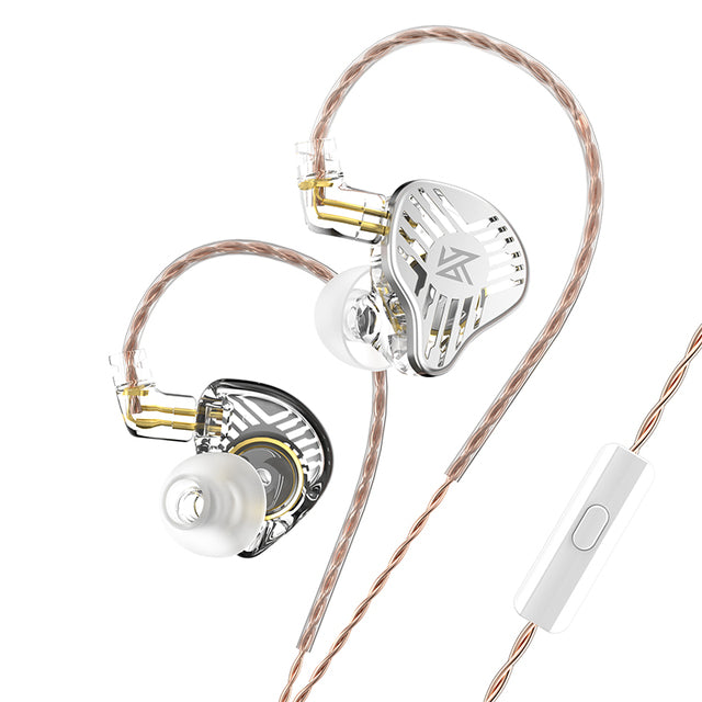 KZ EDS headphones, dynamic, HIFI Bass, DJ Monitor, metal, with noise cancellation, HD microphone, Silver