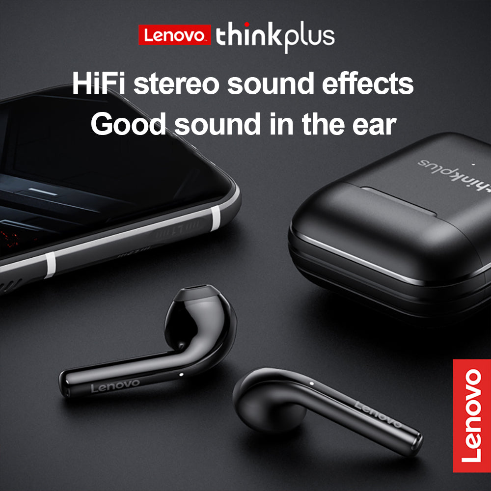 Lenovo Thinkplus Lp2 Bluetooth 5.0 Kabellose Kopfhörer, wasserabweisend, HD-Sound, Rauschunterdrückung, Schwarz