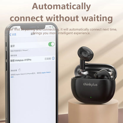 Lenovo Thinkplus X15 Pro, Bluetooth 5.1 AAC SBC, HiFi-Stereo, Rauschunterdrückung mit Mikrofon, Schwarz