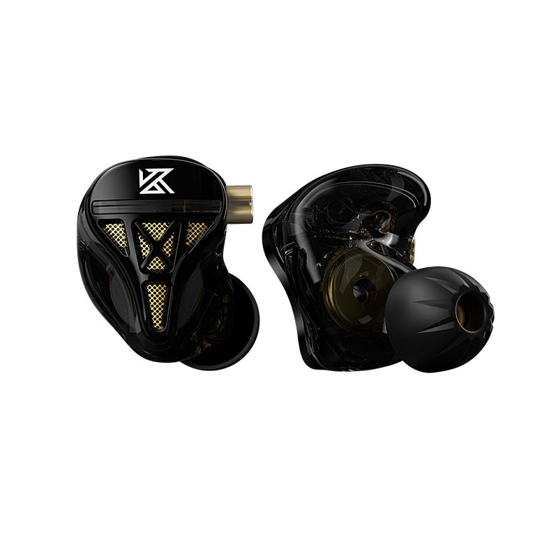 KZ DQS Metal Headphones, Monitor for the ear, Hybrid armature and dynamic driver, Hi-Fi, Wired microphone, Black