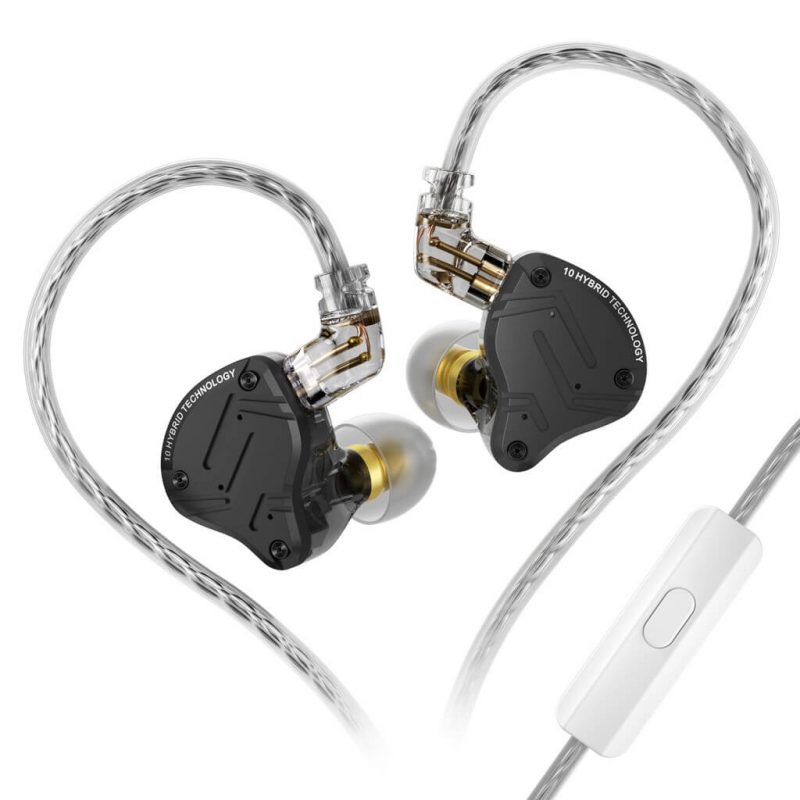 KZ ZS10 PRO X Kopfhörer, 1DD 4BA Hybrid, HiFi-Bass, Metall, Sport mit Geräuschunterdrückung, Monitor, Schwarz 