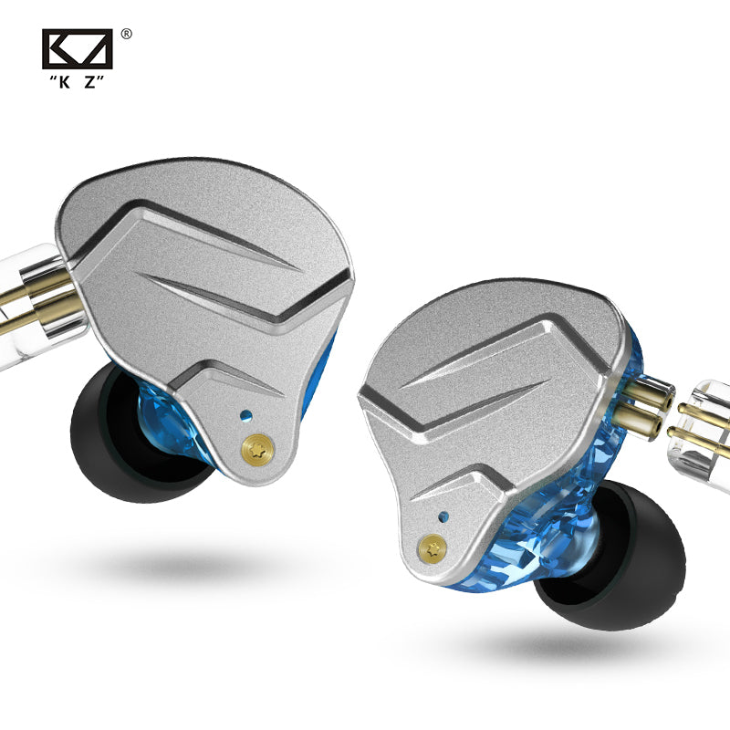 KZ ZSN Pro 1DD+1BA Headphone Hybrid Technology, HIFI Bass, Metal Noise Reduction Headphone, HD Microphone, Silver/Blue 