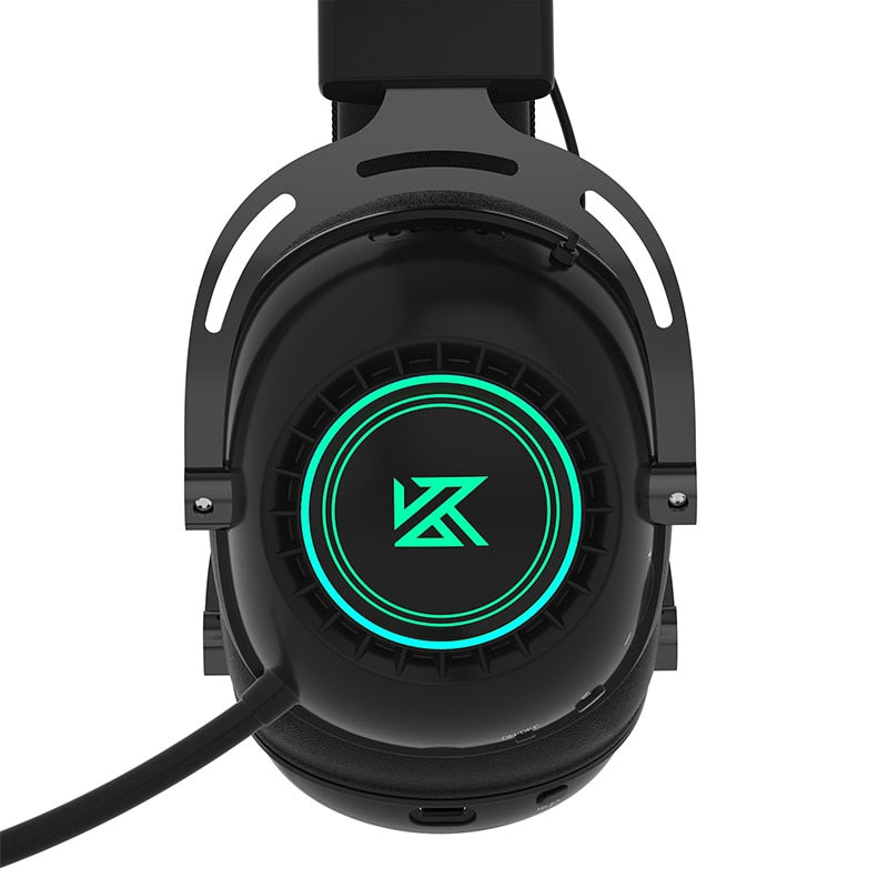 KZ GP20, ANC True Wireless 2.4G-Kopfhörer mit Bluetooth 5.0 Dual-RGB-LED-Modul, 50 mm dynamisches HiFi mit Geräuschunterdrückung, Mikrofon, Schwarz