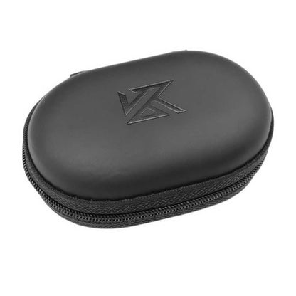 Headphone Case KZ Brand PU Leather, Oval Box, Portable Travel Pocket, Black